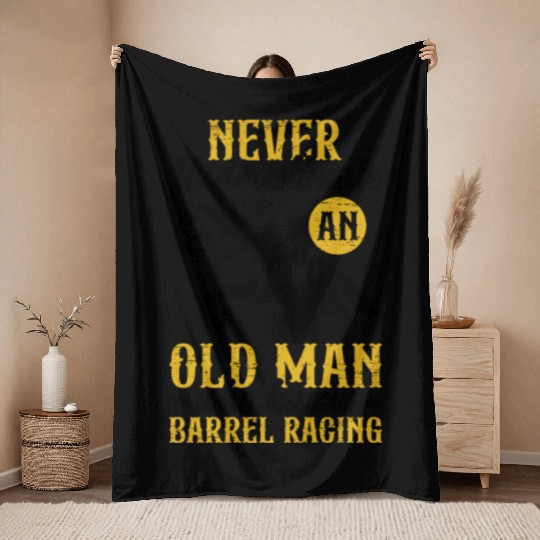 Old Man Barrel Racing Rodeo Equestrian Horse Throw Blankets