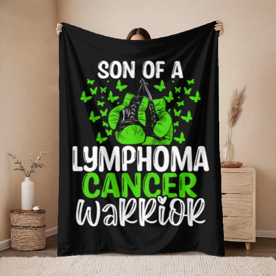 Lymphoma Cancer Awareness Month Ribbon Son Throw Blankets