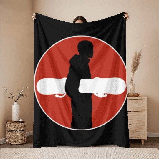 Snowboarding Sign Slope Snowboard Throw Blankets