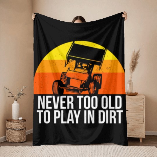 Sprint Car Racing Never Old Play Dirt Track Race F Throw Blankets