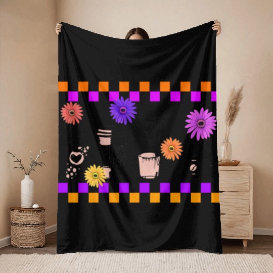 Halloween Throw Blankets, Cute Halloween Coffee Latte