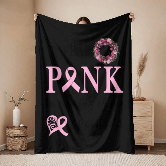 I WEAR PINK IN MEMORY OF MY GRANDMA Throw Blankets