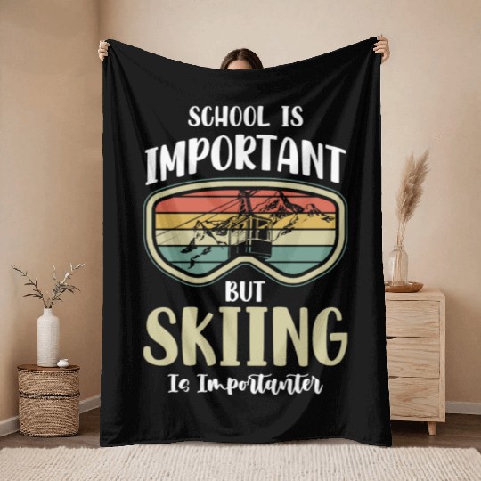 Skiing Snowboards Skier Throw Blankets
