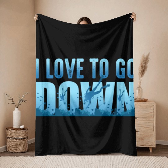 I Love to go Scuba Diving Diver Dad Boyfriend Gift Throw Blankets