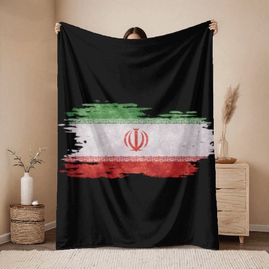 Iran - national flag, brush effect Throw Blankets
