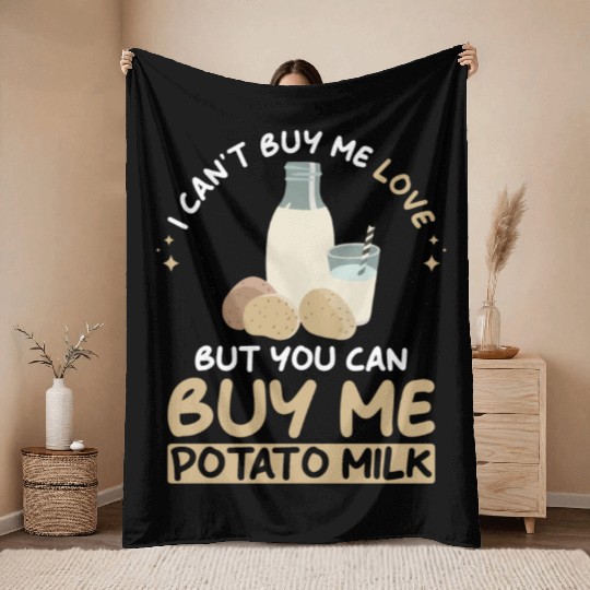 Potato Milk Saying Throw Blankets
