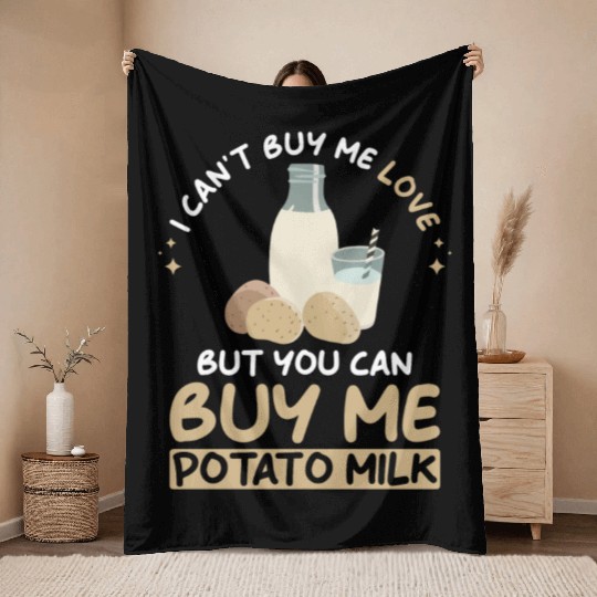 Potato Milk Saying Throw Blankets