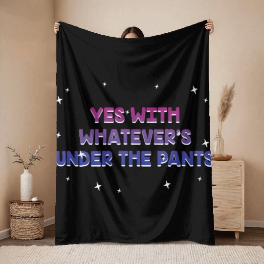 Whatever's Under the Pants Bisexual LGBTQ Bi Throw Blankets