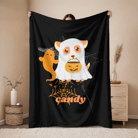Dog halloween Throw Blankets