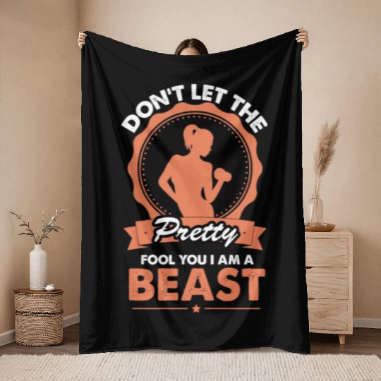 Gym Quote Weight-Lifting Workout Quote Funny Fitne Throw Blankets