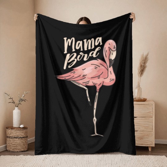 Mama Bird Flamingo Whisperer Mothers Day Throw Blankets