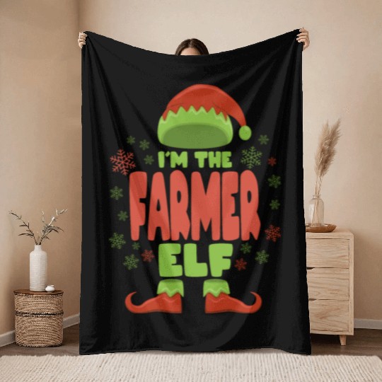 Farmer Christmas Elf Throw Blankets