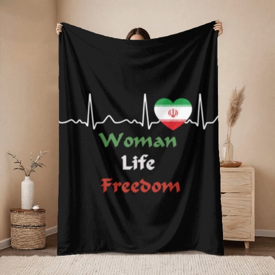 Iran - heartbeat, heart line, woman, life, freedom Throw Blankets