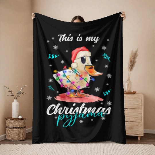 Winter Christmas Pyjama Duck Throw Blankets