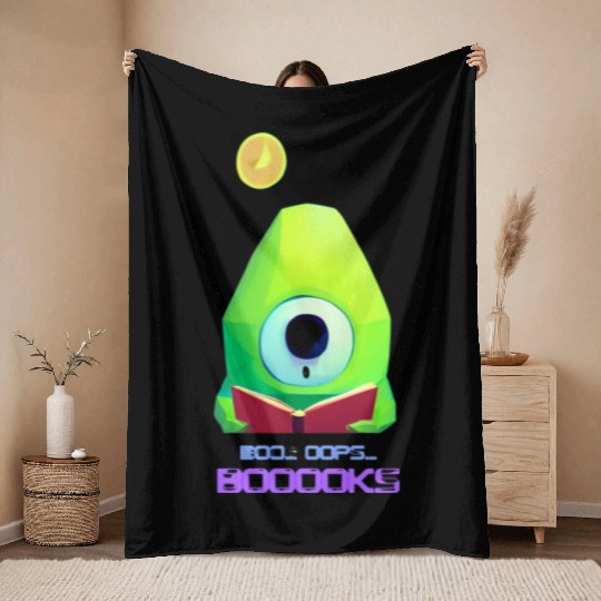 Cute Ghost Book Reading Teacher Funny Halloween Throw Blankets