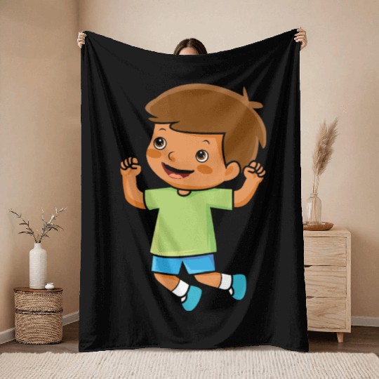 boy jumps school enrollment joy kindergarten boys Throw Blankets