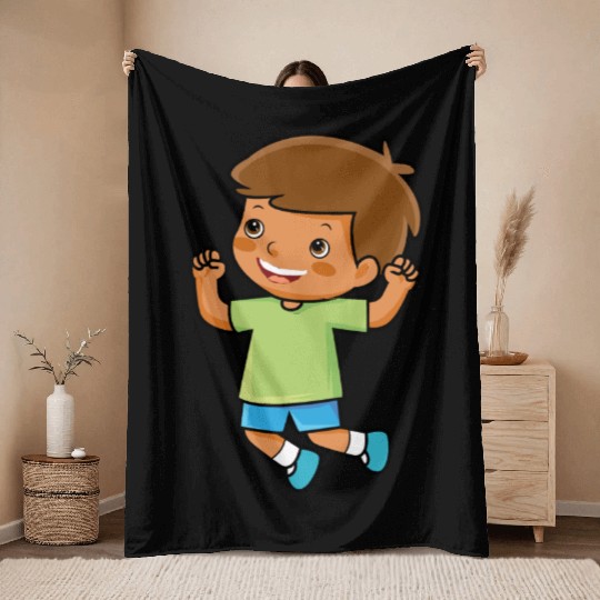 boy jumps school enrollment joy kindergarten boys Throw Blankets