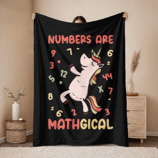 Math Number Lovers Mathematics Unicorn Teacher Throw Blankets
