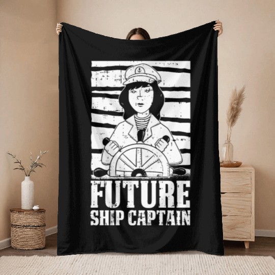 Sailing Sailor Helm Ship Captain Future Throw Blankets
