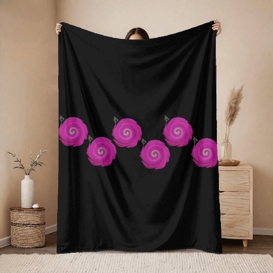Pink Spiral Flower Throw Blankets