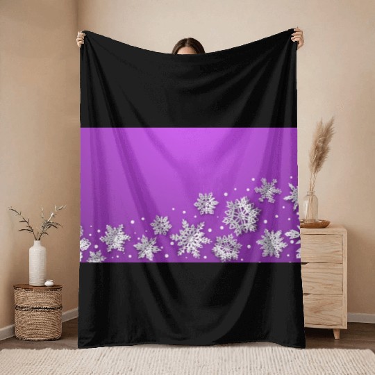 Modern Snowflakes Purple Throw Blankets