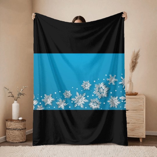 Modern Snowflakes Blue Throw Blankets