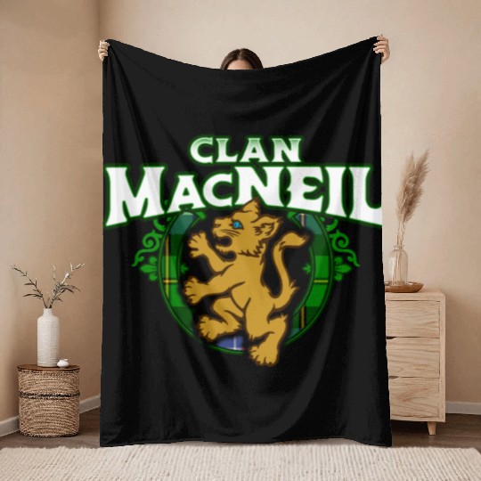 Clan MacNeil Cute Baby Lion Rampant Kitten Throw Blankets