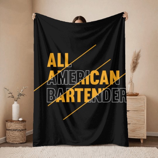 All American Bartender Throw Blankets