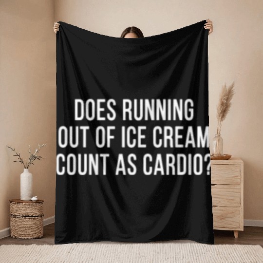 Funny Ice Cream Fan Anti Workout Exercise Gym Throw Blankets