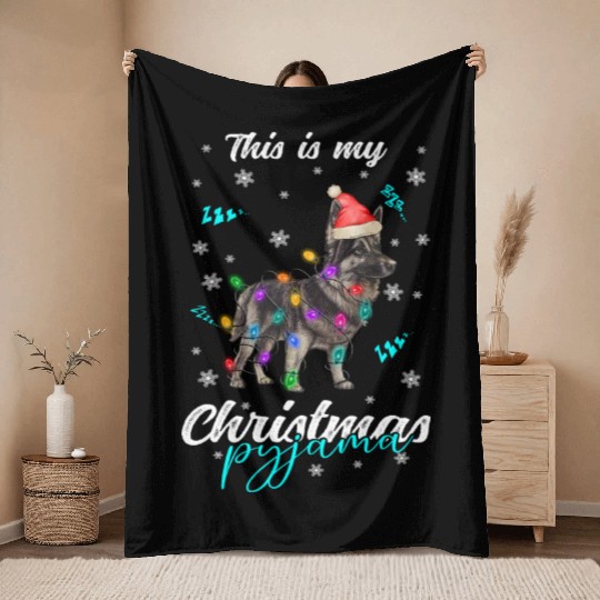 Winter Christmas Pyjama German Shepherd Dog Throw Blankets