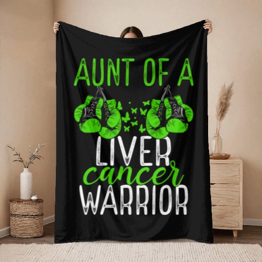 Aunt Liver Cancer Awareness Niece Nephew Throw Blankets