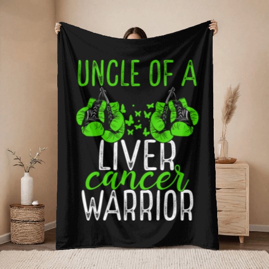 Uncle Liver Cancer Awareness Niece Nephew Throw Blankets