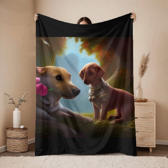 Puppy Love Cute Puppies with A Little Steampunk Throw Blankets