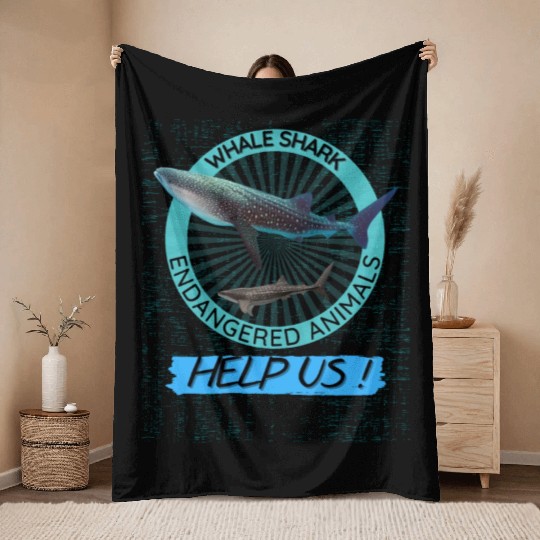 Protect Marine Animal Whale Shark Throw Blankets
