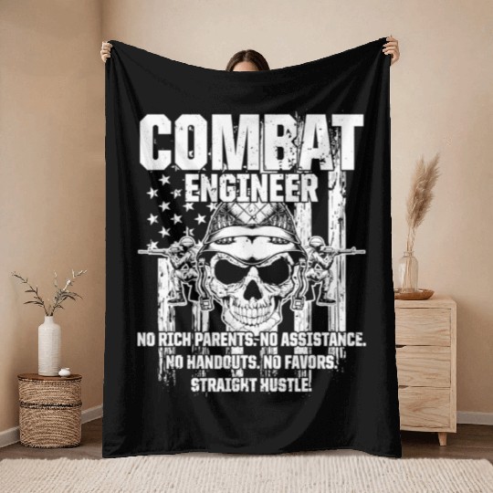 Combat Engineer Usa Military Sapper Throw Blankets