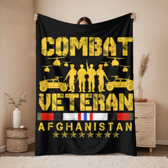 Combat Veteran Afghanistan Proud Us Throw Blankets