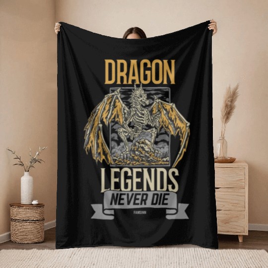 Dragon Legends Never Die Throw Blankets