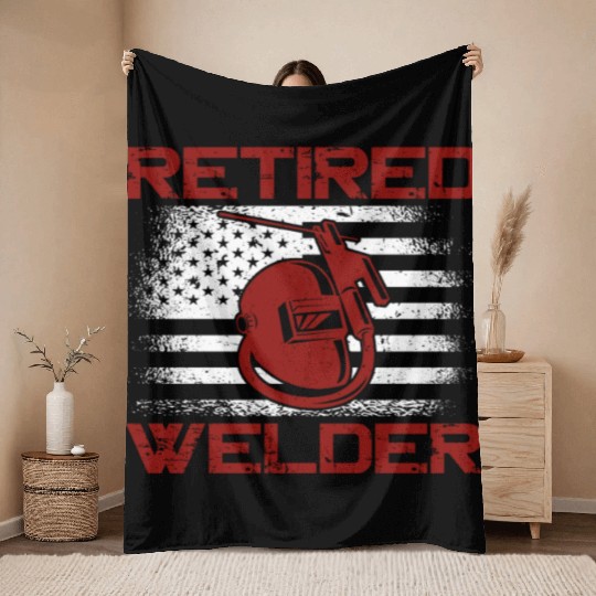 Welder Welding Retirement Vintage Throw Blankets
