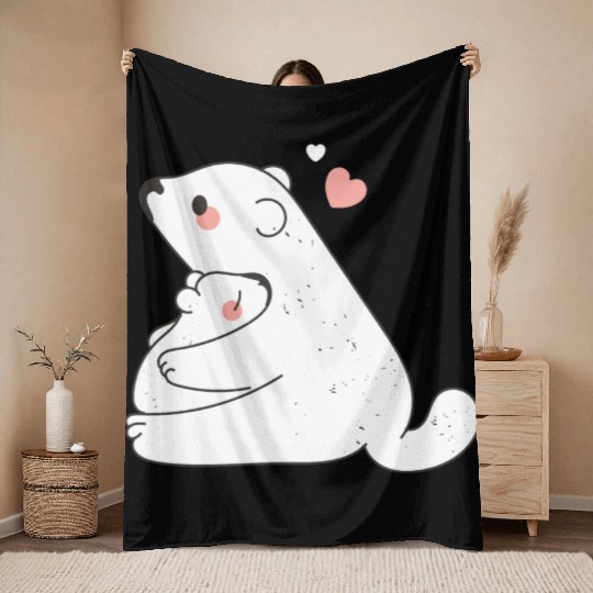 Cute Mama and Baby Bear Cub Hugging Mothers Day Throw Blankets