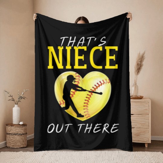 That s My Niece Out There Softball Throw Blankets