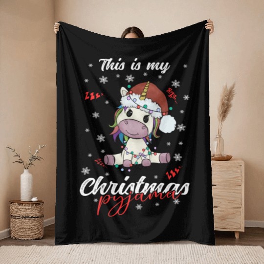 Winter Christmas Pyjama Cow Throw Blankets