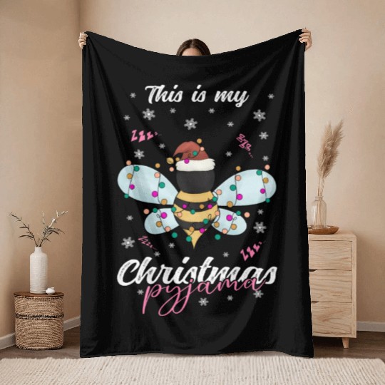 Winter Christmas Pyjama Bee Throw Blankets