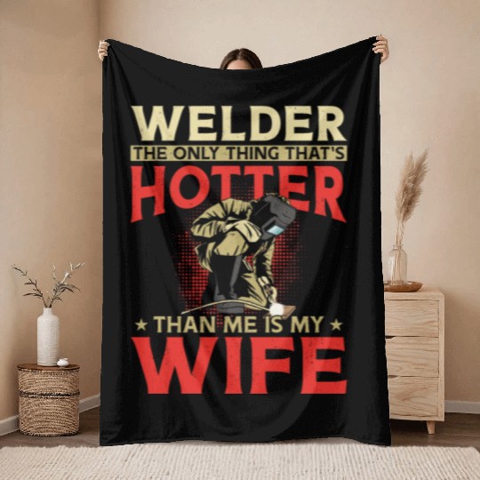 Welder Welding Husband Wife Throw Blankets