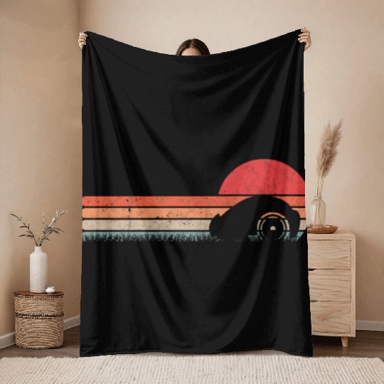 Mähroboter Retro Lawn Robot Vintage Throw Blankets