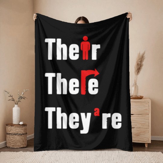 Their There They're English Teacher Grammar Throw Blankets