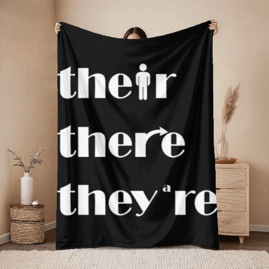 Their There They're English Teacher Grammar Throw Blankets