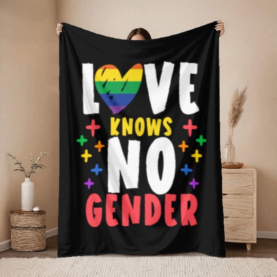 Love Knows No Gender Rainbow Pride Month Throw Blankets