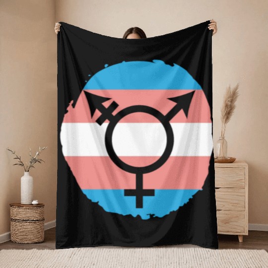 Trans Rainbow Pride LGBTQ Transgender Rights Throw Blankets