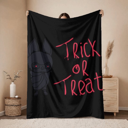 trick or treat kids in cute bat costumes Throw Blankets