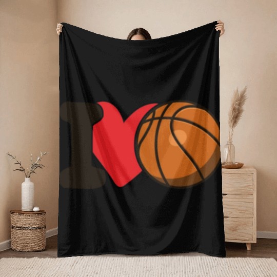 I Love Basketball For Basketball Lover Throw Blankets